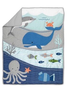 Lambs & Ivy Blue Ocean Blue Baby Crib Quilt